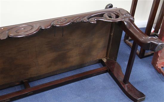 A large Chinese hardwood bench, late 19th / early 20th century, L.224cm